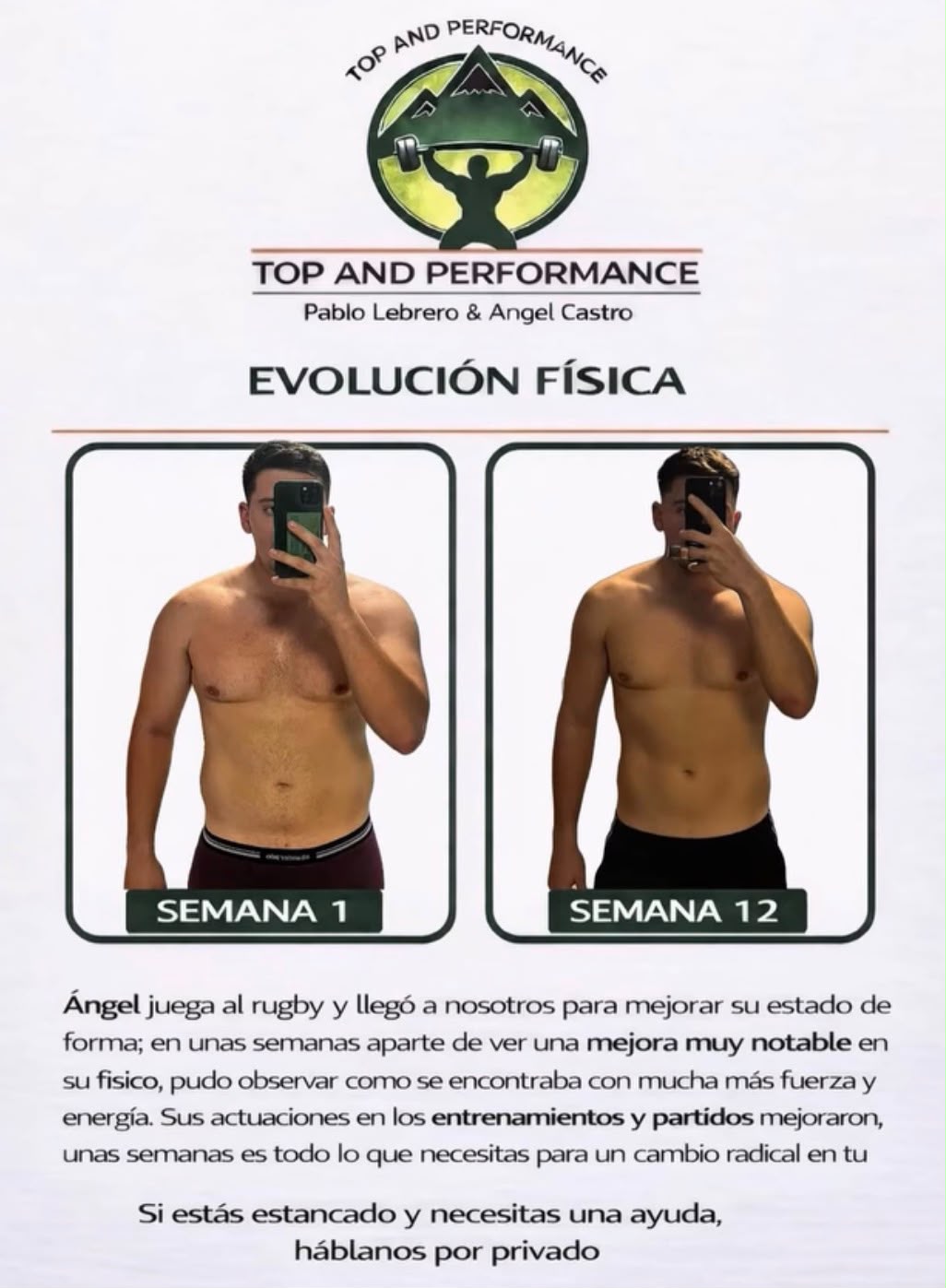 Evolución física de un cliente a lo largo del programa